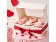 Anniversary House White Cupcake Box (6 cupcakes / 7.5 x 16 x 23cm / 3 x 6.3 x 9")